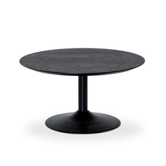 Miles soffbord runt 80 cm svartbetsad ask, svart trumpetfot