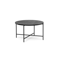 Monza soffbord runt 80 cm svart bets/svart metall underrede