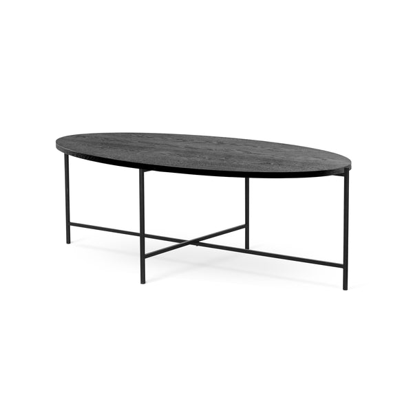 Monza soffbord ellips 140 cm svart bets /svart metall underrede