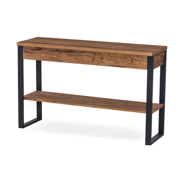 Narvik avställningsbord oljad vildek, svart metallunderrede