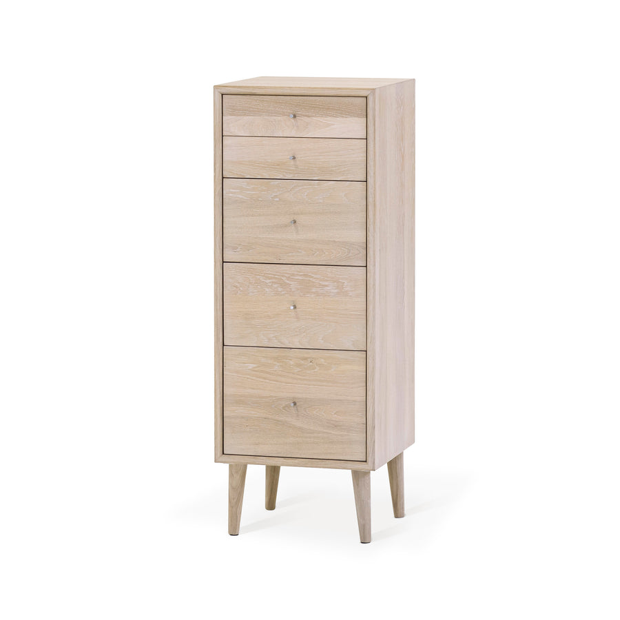 Nordik byrå 5 lådor vitoljad ek