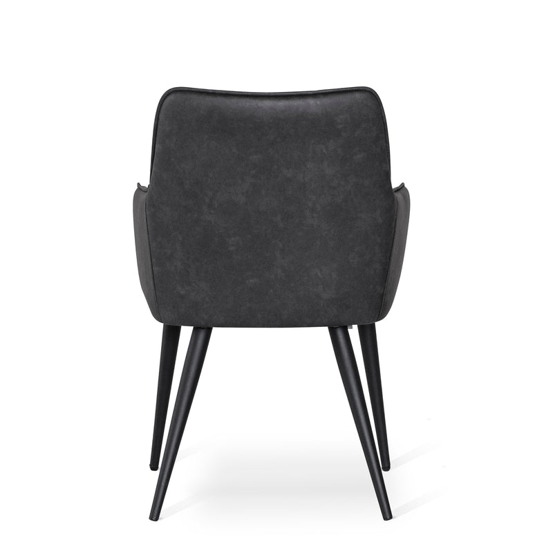 Nova stol PU Stella mörkgrå, ben svart metall 2-pack