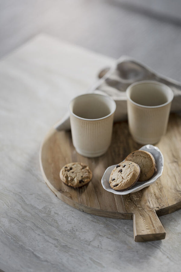 Orwel soffbord 140x60 beige travertin/vitpigmenterad ek