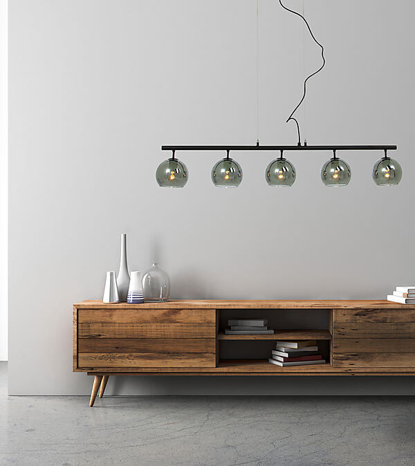 Atom taklampa 5:a rak svart/rök