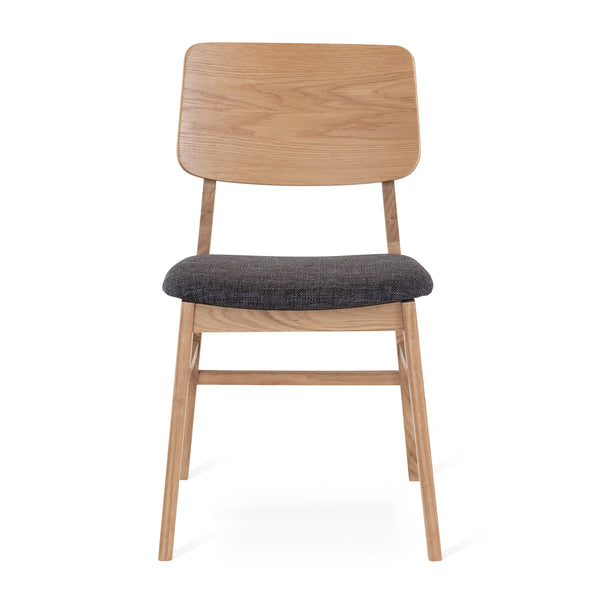 Stevie stol oljad ek, sits tyg Talent grå 2-pack