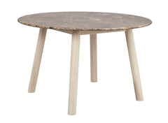 Taransay matbord Ø125 brun marmor/vitpigmenterad ek