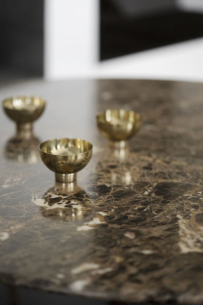 Taransay matbord Ø125 brun marmor/brun ek