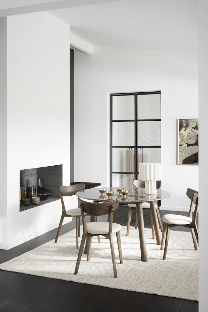 Ami stol brun ek/beige tyg 2-pack
