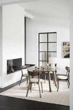 Taransay matbord Ø125 brun marmor/brun ek