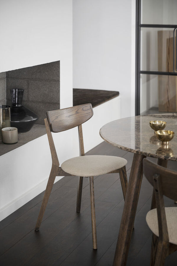 Ami stol brun ek/beige tyg 2-pack