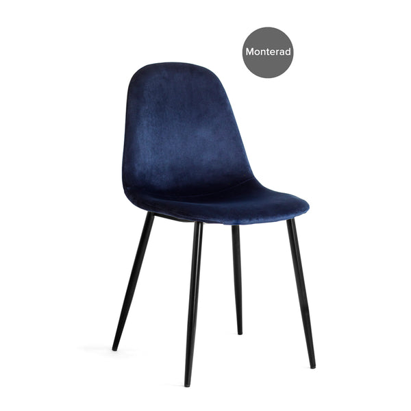 Thea stol blå sammet metallben 4-pack