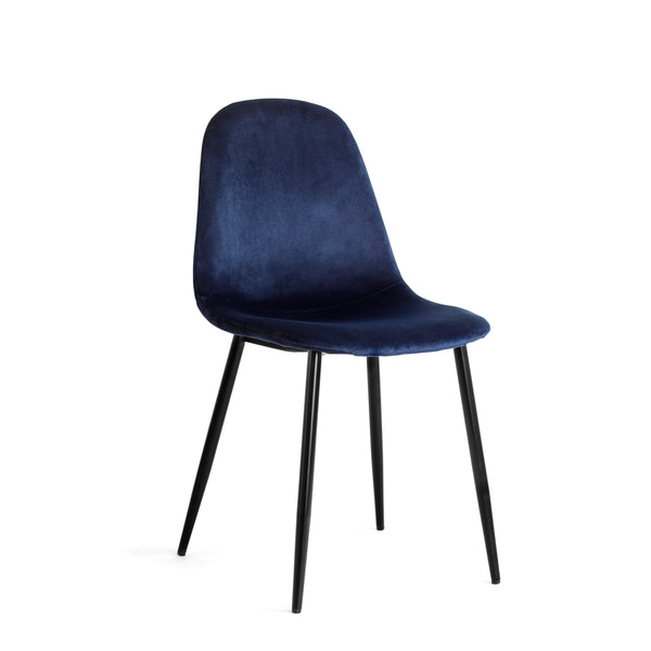 Thea stol blå sammet metallben 4-pack