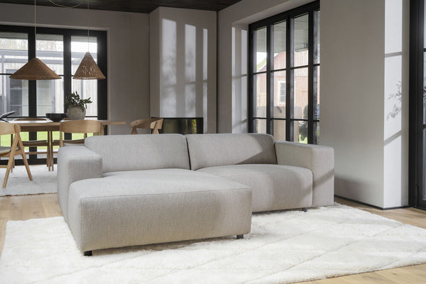 Willard soffa 3-sits med schäslong V ljusbeige tyg