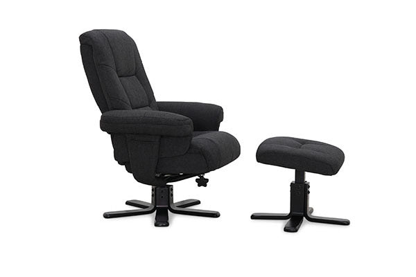 Wien fåtölj med fotpall mörkgrått tyg