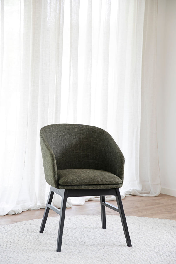 Windham karmstol grönt tyg/svarta ekben 2-pack