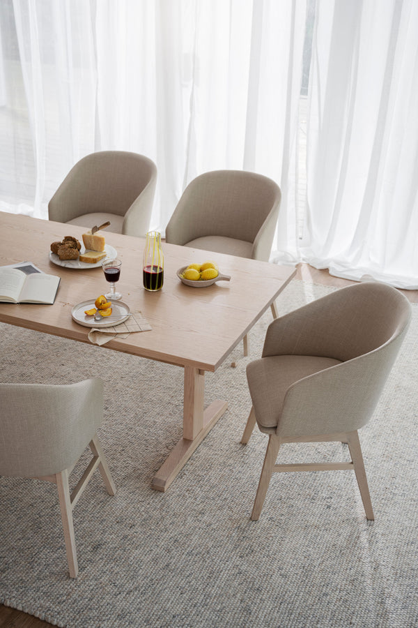 Windham karmstol beige tyg/vitpigmenterade ekben 2-pack