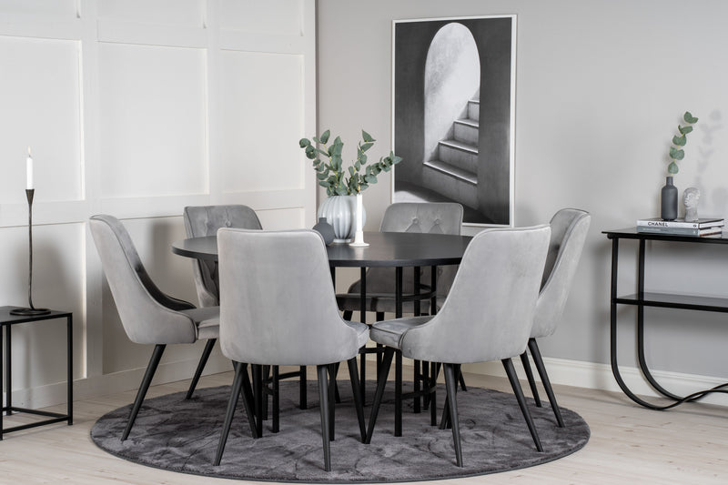 Matbordet Copenhagen och stolarna Velvet Deluxe