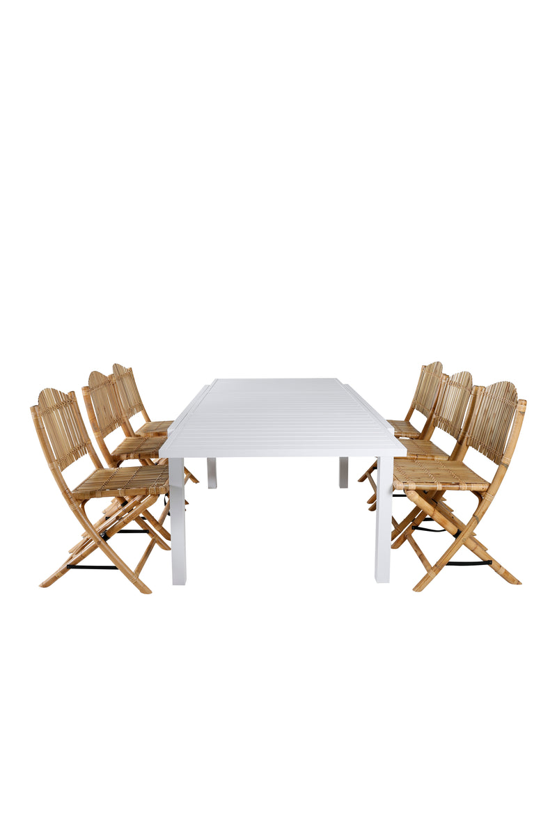 Matbordet Marbella och stolarna Cane