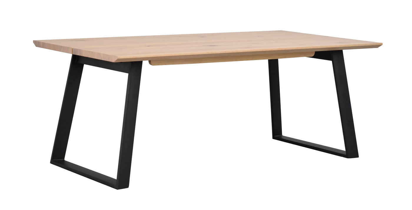 Melville matbord 210x95 vitpigment ek/svart metall