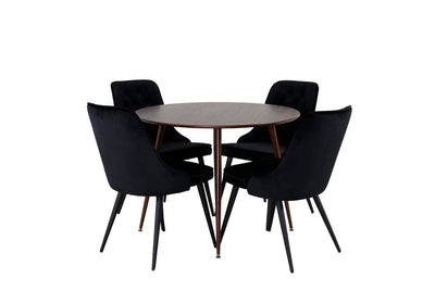 Matbordet Plaza och stolarna Velvet Deluxe