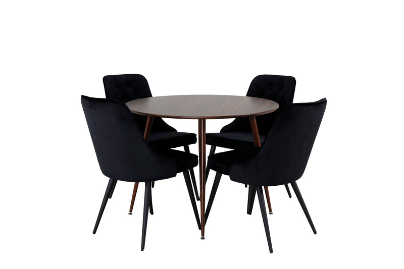Matbordet Plaza och stolarna Velvet Deluxe