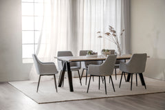 Reily karmstol beige tyg/svarta metall ben 2-pack