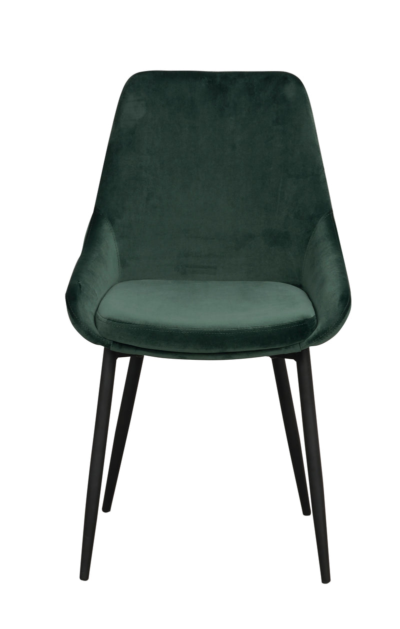 Sierra stol grön sammet/svarta metall ben 2-pack