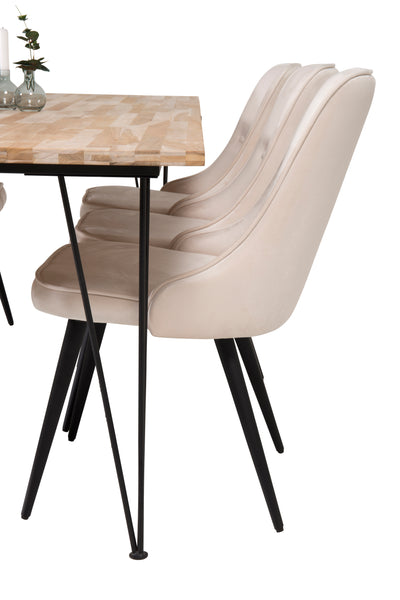 Matbordet Bali och stolarna Velvet Deluxe