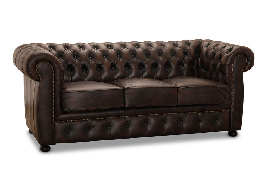 Liverpool soffa 3-sits läder brun