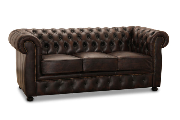 Liverpool soffa 3-sits läder brun