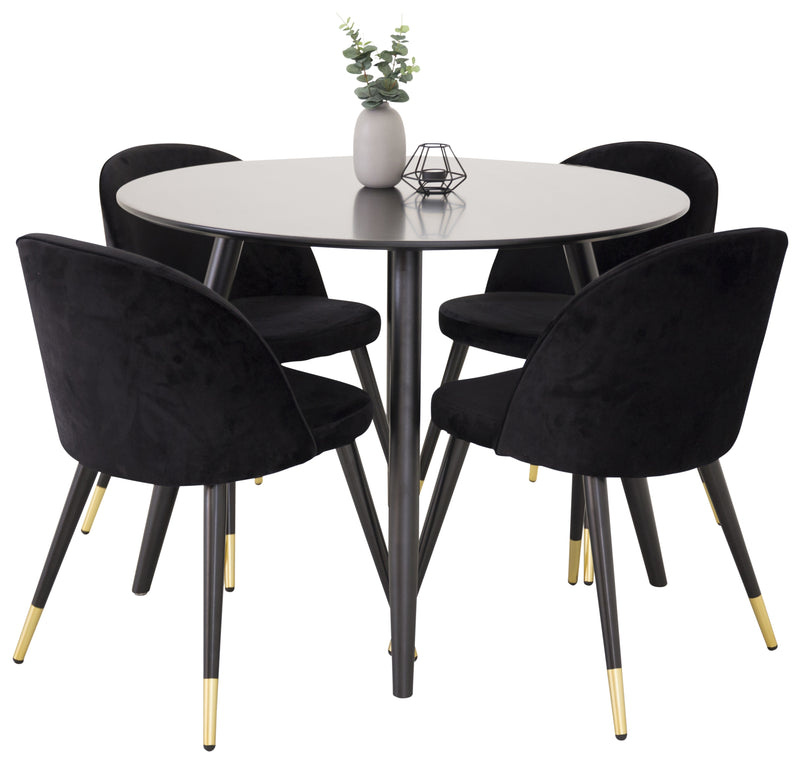 Matbordet Plaza och stolarna Velvet
