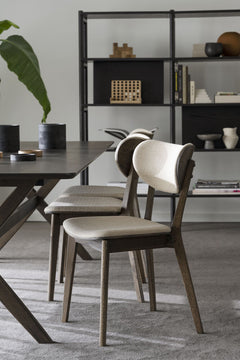 Kato stol brun ek/beige tyg 2-pack