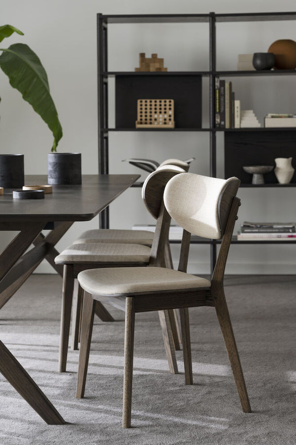 Kato stol brun ek/beige tyg 2-pack