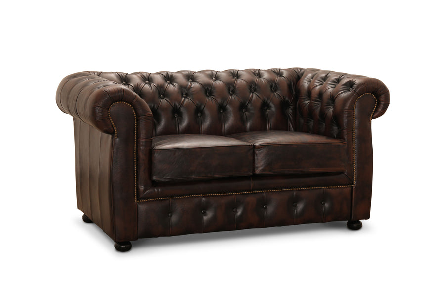 Liverpool soffa 2-sits läder brun