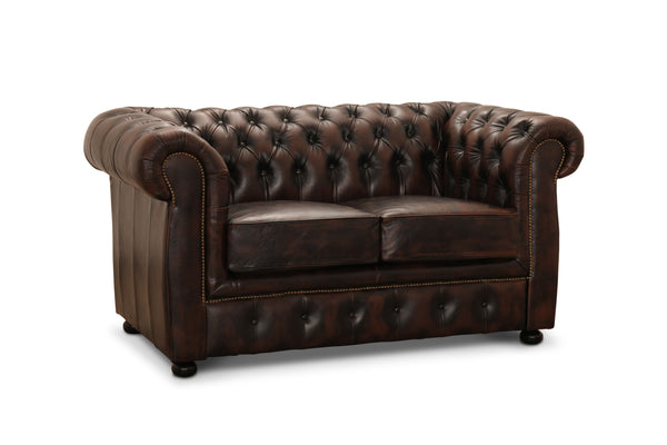 Liverpool soffa 2-sits läder brun