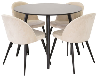 Matbordet Plaza och stolarna Velvet