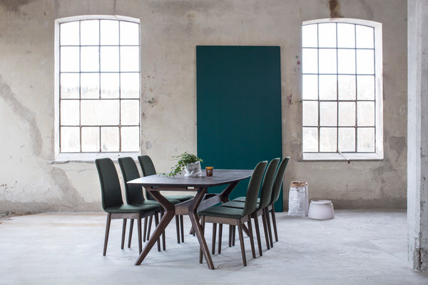 Hampton stol tyg Portland grön smoked ek 2-pack