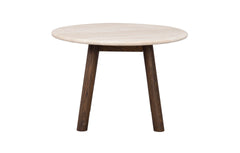 Taransay soffbord Ø60 beige travertin/brun ek