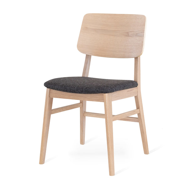 Stevie stol vitoljad ek, sits tyg Talent grå 2-pack