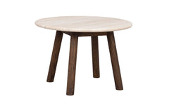 Taransay soffbord Ø60 beige travertin/brun ek