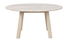Taransay soffbord Ø90 beige travertin/vitpigmenterad ek