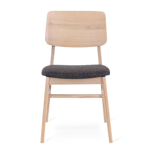 Stevie stol vitoljad ek, sits tyg Talent grå 2-pack