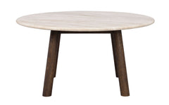 Taransay soffbord Ø90 beige travertin/brun ek