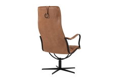 Chic fåtölj med fotpall läder Vintage cognac