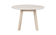 Taransay soffbord Ø60 beige travertin/vitpigmenterad ek