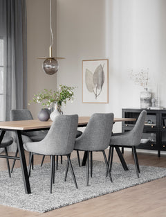 Sierra stol grått tyg/svarta metall ben 2-pack