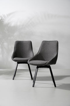 Alison stol grått tyg/svarta metallben snurr 2-pack
