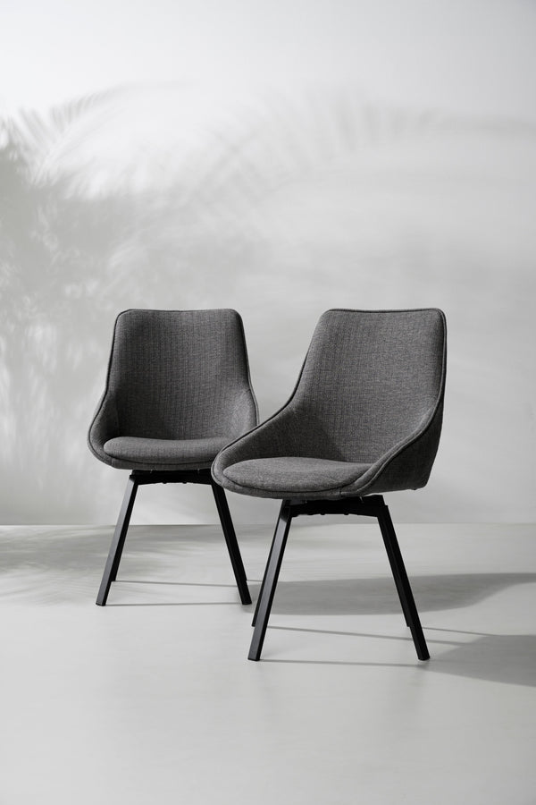 Alison stol grått tyg/svarta metallben snurr 2-pack