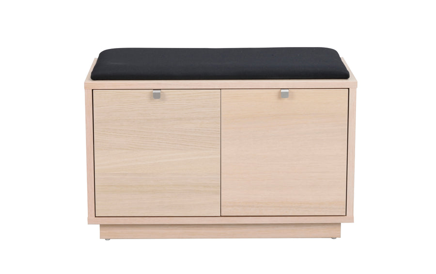 Confetti bänk 2L vitpigmenterad ek/svart tyg