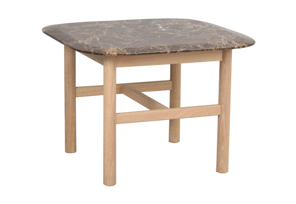 Hammond soffbord 62x62 vitpigm. ek/brun marmor